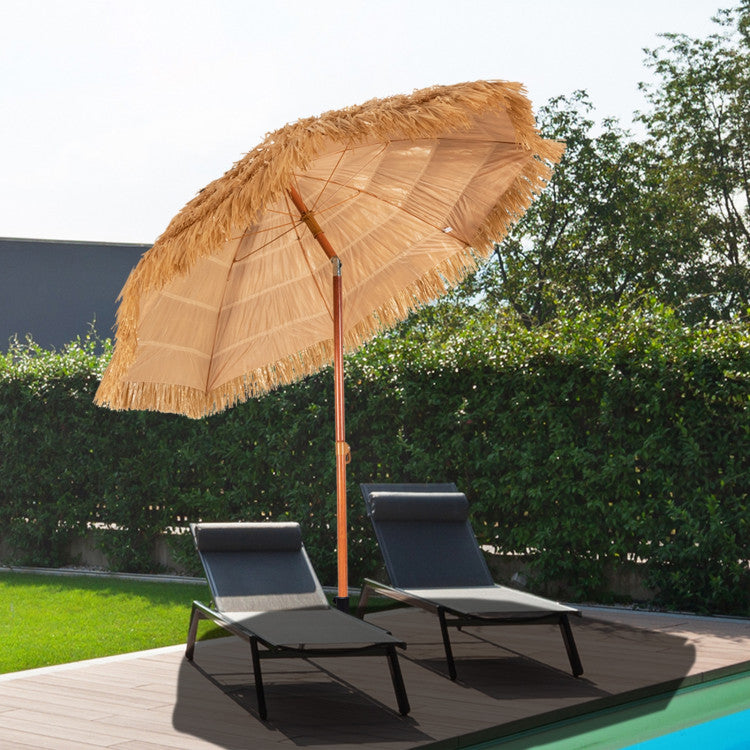 6' tiki tilt patio umbrella 6.5 Feet Portable Thatched Tiki Beach Umbrella with Adjustable Tilt – SantaChoice