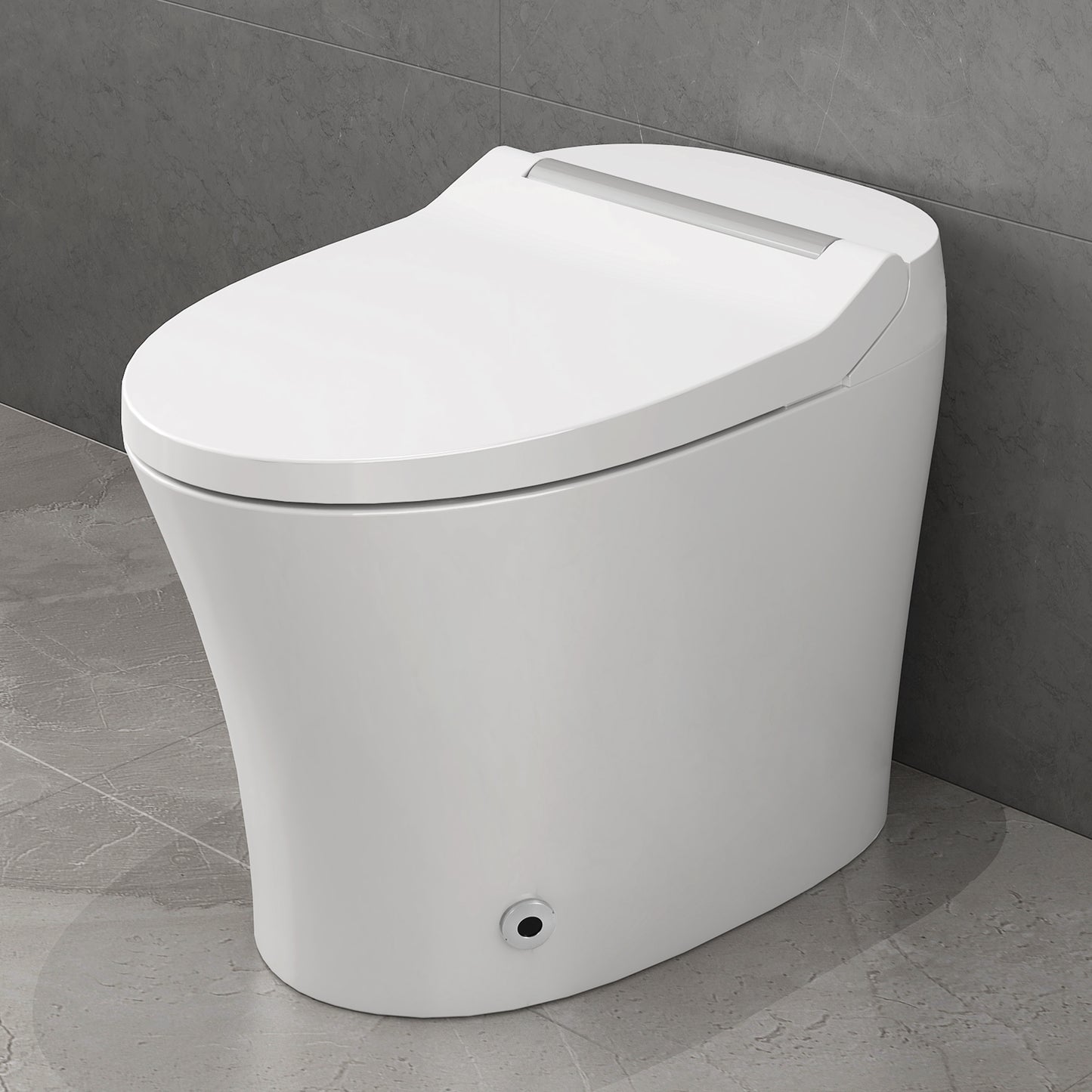 Smart toilet with Built-in Heated Seat, One Piece Elongated Modern Toilet with Adjustable Temp Heated Seat, Auto Flush,  Dual Flush Toilet 1/1.28 GPF, Foot sensor Flush, White Night Light,Knob Control