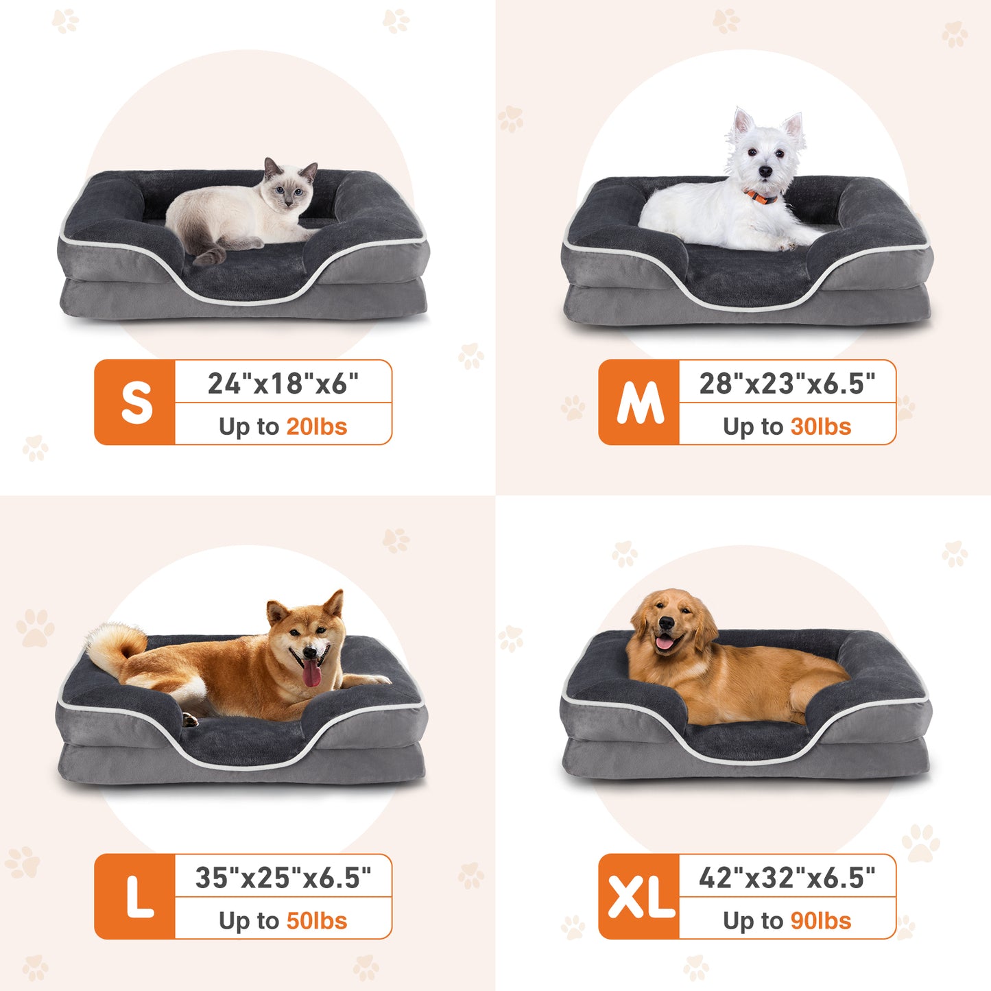 Memory Foam Pet Bed for Small Dogs & Cats with Washable Removable Cover Non-Slip Base Waterproof Liner Egg Crate Foam for Improved Sleep, gray,Small