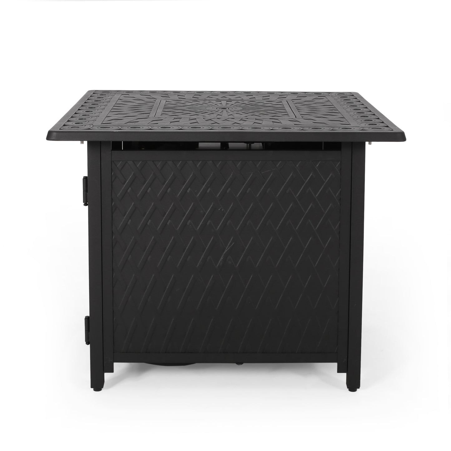 32" Outdoor Square Aluminum Propane Fire Pit, Matte Black - 37,000 BTU
