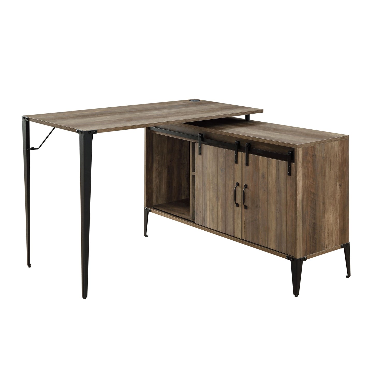 ACME Zakwani Writing Desk, Rustic Oak & Black Finish OF00010