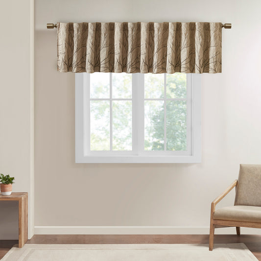 Faux Silk Embroidered Window Valance Tan 50x18'