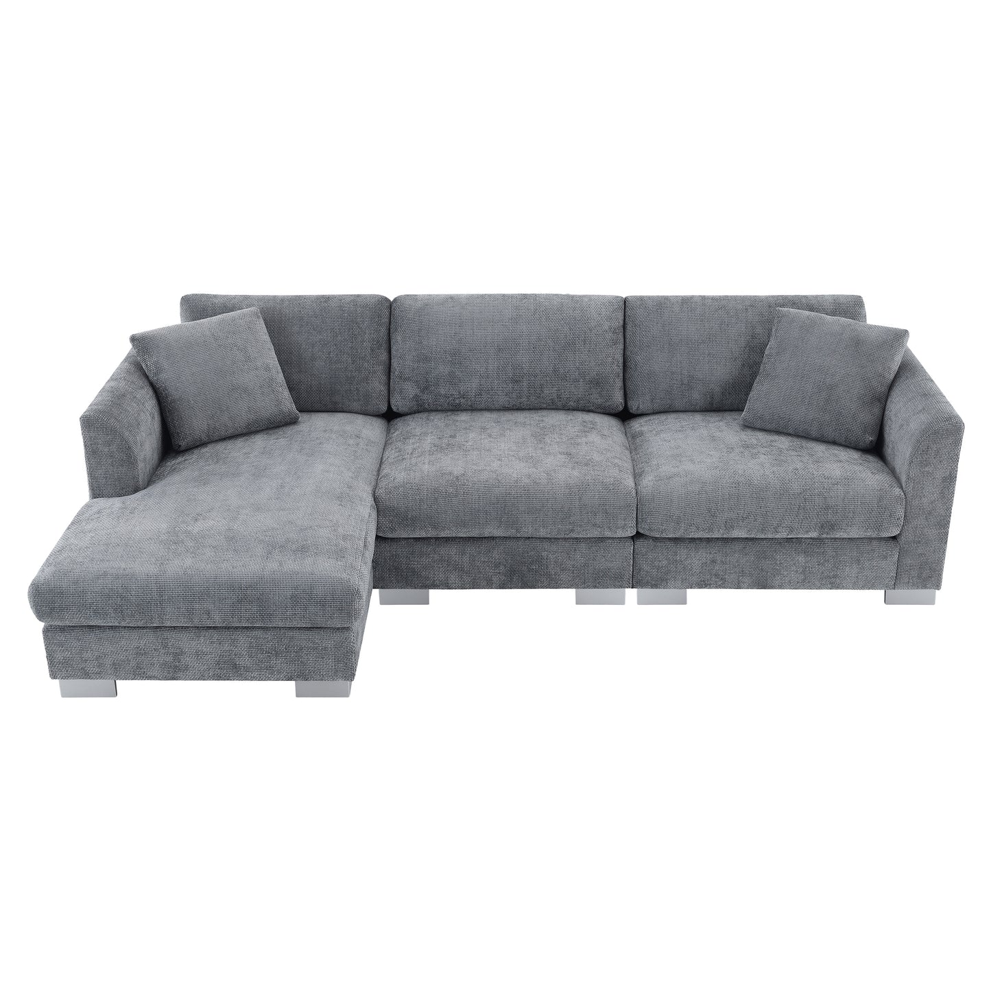 [SantaChoice] 96*56" Modern Cloud Sectional Sofa,L-shaped Luxury Couch Set with 2 Free pillows,4-seat Chenille Indoor Furniture with Oversized Chaise for Living Room,Apartment,Office,3 Colors