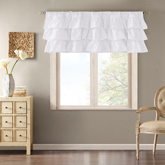 Cotton Oversized Ruffle Valance White 50x18'