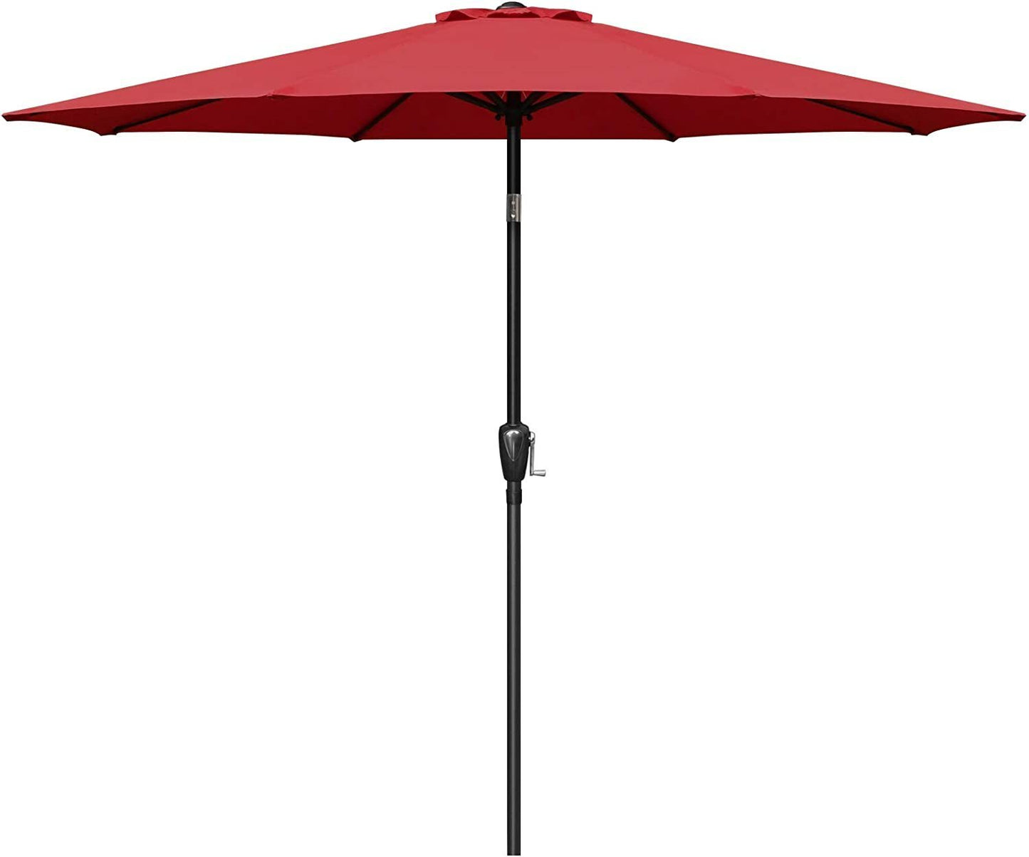 Simple Deluxe 9ft Outdoor Market Table Patio Umbrella with Button Tilt, Crank and 8 Sturdy Ribs for Garden, Red