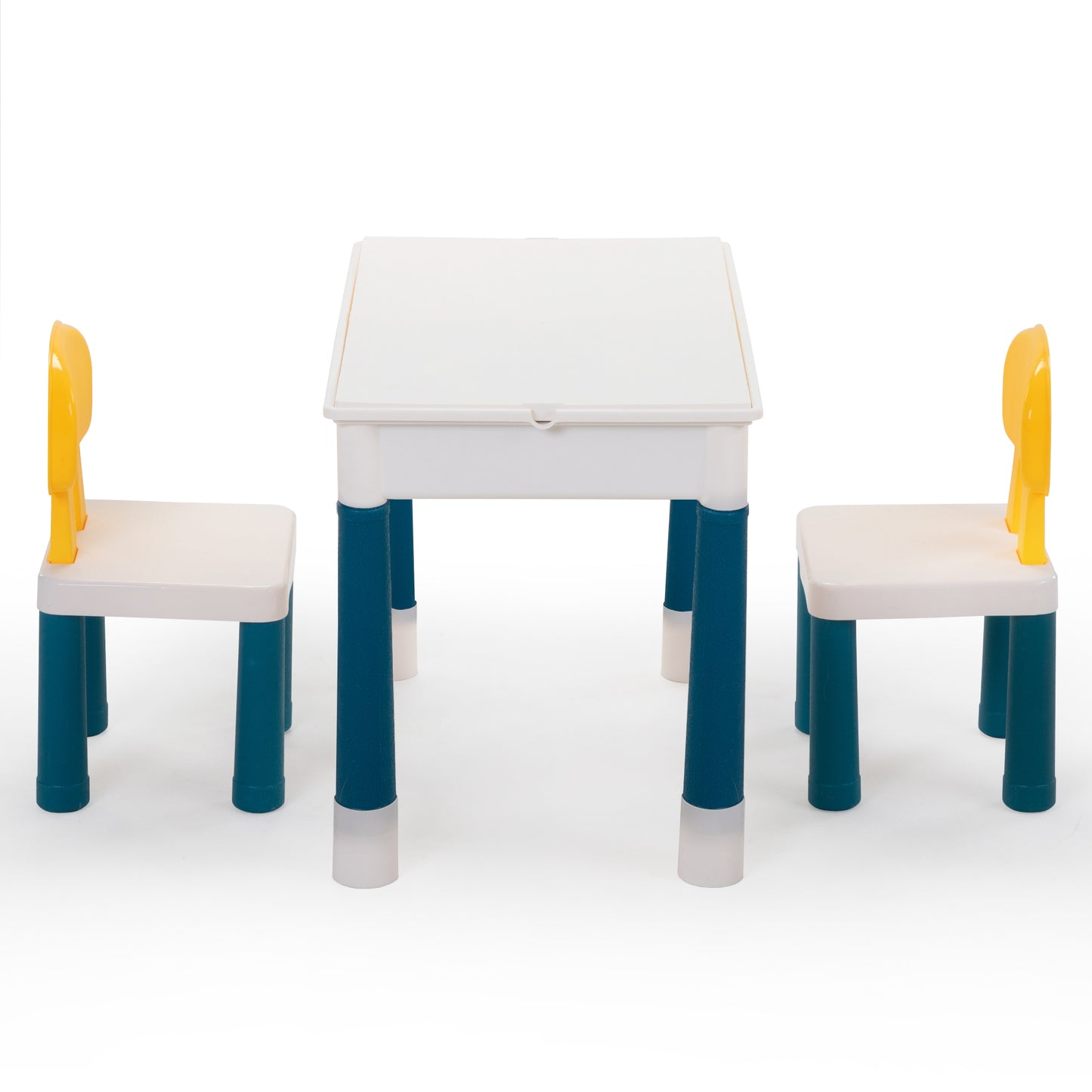 Multi functional rectangular block table - gray yellow (with DIY blocks)