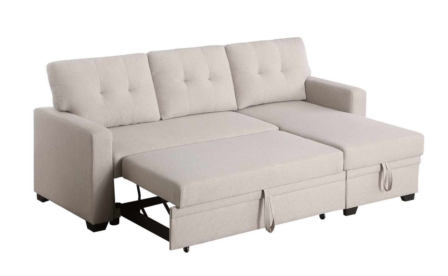[SantaChoice] Upholstered Pull out Sectional Sofa with Chaise