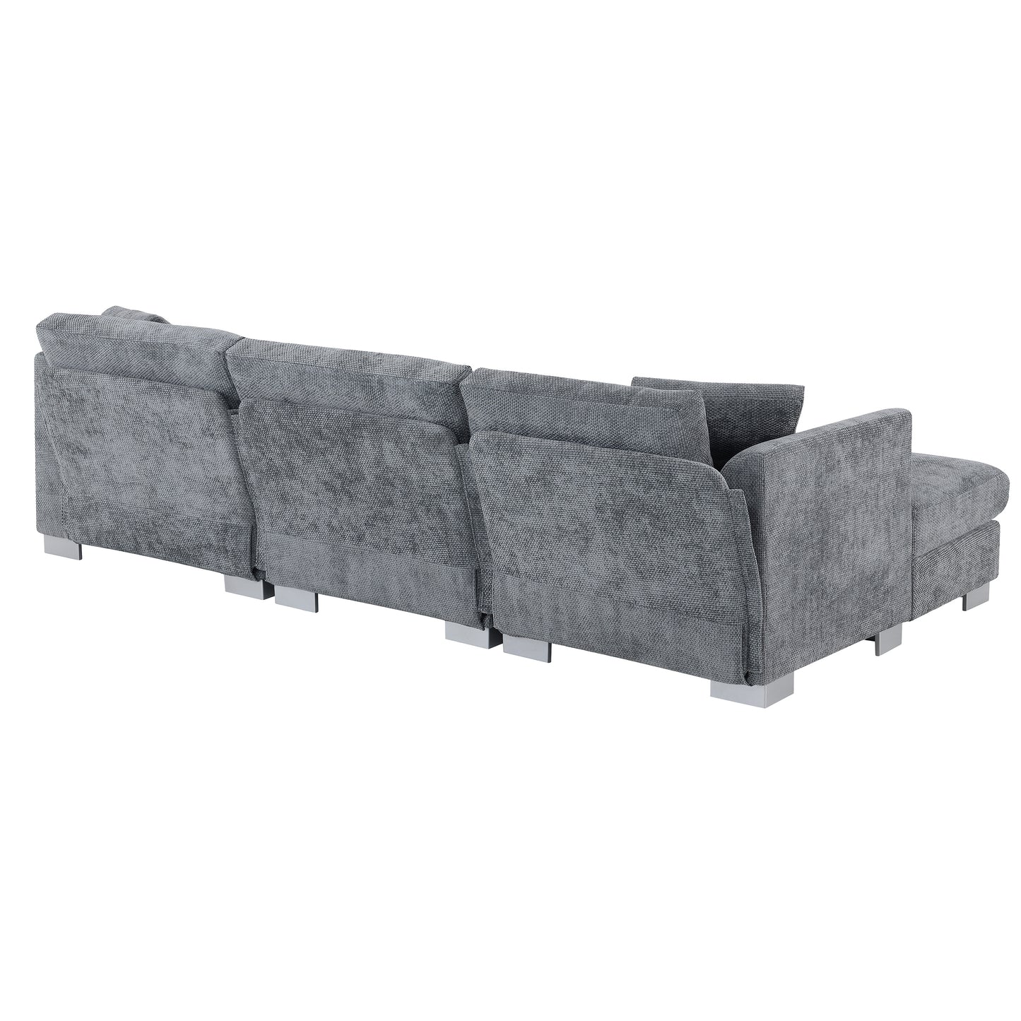 [SantaChoice] 96*56" Modern Cloud Sectional Sofa,L-shaped Luxury Couch Set with 2 Free pillows,4-seat Chenille Indoor Furniture with Oversized Chaise for Living Room,Apartment,Office,3 Colors