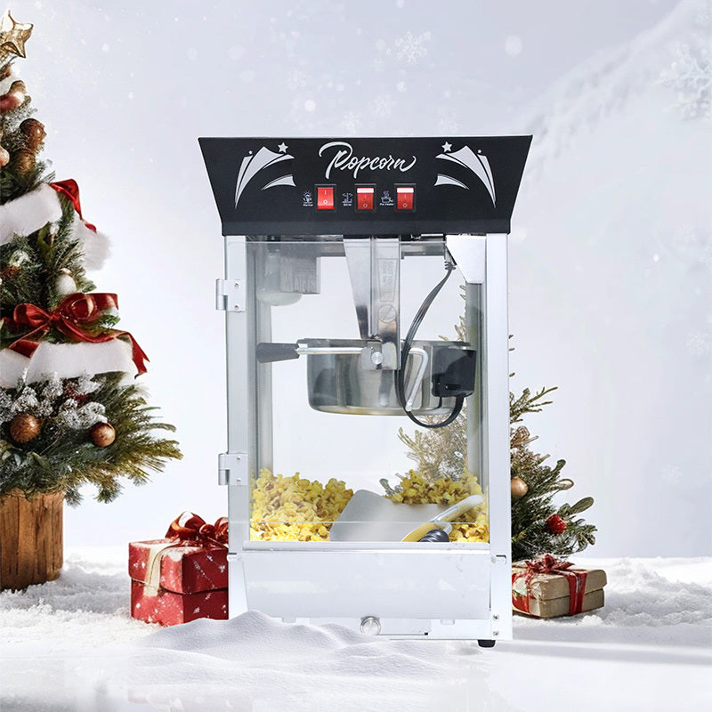 Commercial Popcorn MAKER Machine, 12 Ounce Kettle Stainless Steel Popcorn Maker with Tempered Glass, Warming Deck, 850W Countertop Popcorn Popper for Parties, Events, and Home Theater, Black