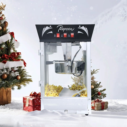 Commercial Popcorn MAKER Machine, 12 Ounce Kettle Stainless Steel Popcorn Maker with Tempered Glass, Warming Deck, 850W Countertop Popcorn Popper for Parties, Events, and Home Theater, Black