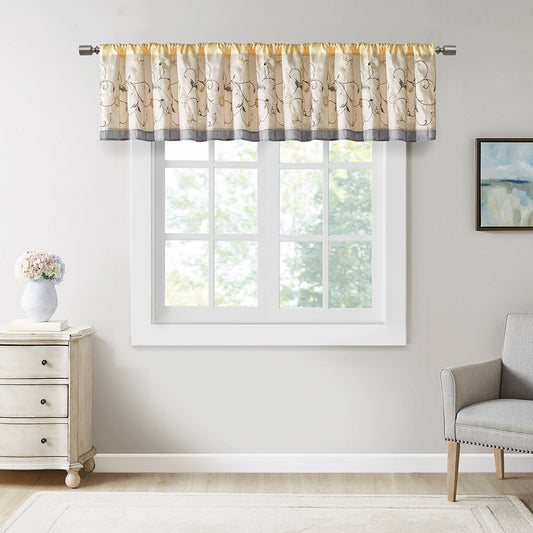 Embroidered Window Valance Yellow 50x18'