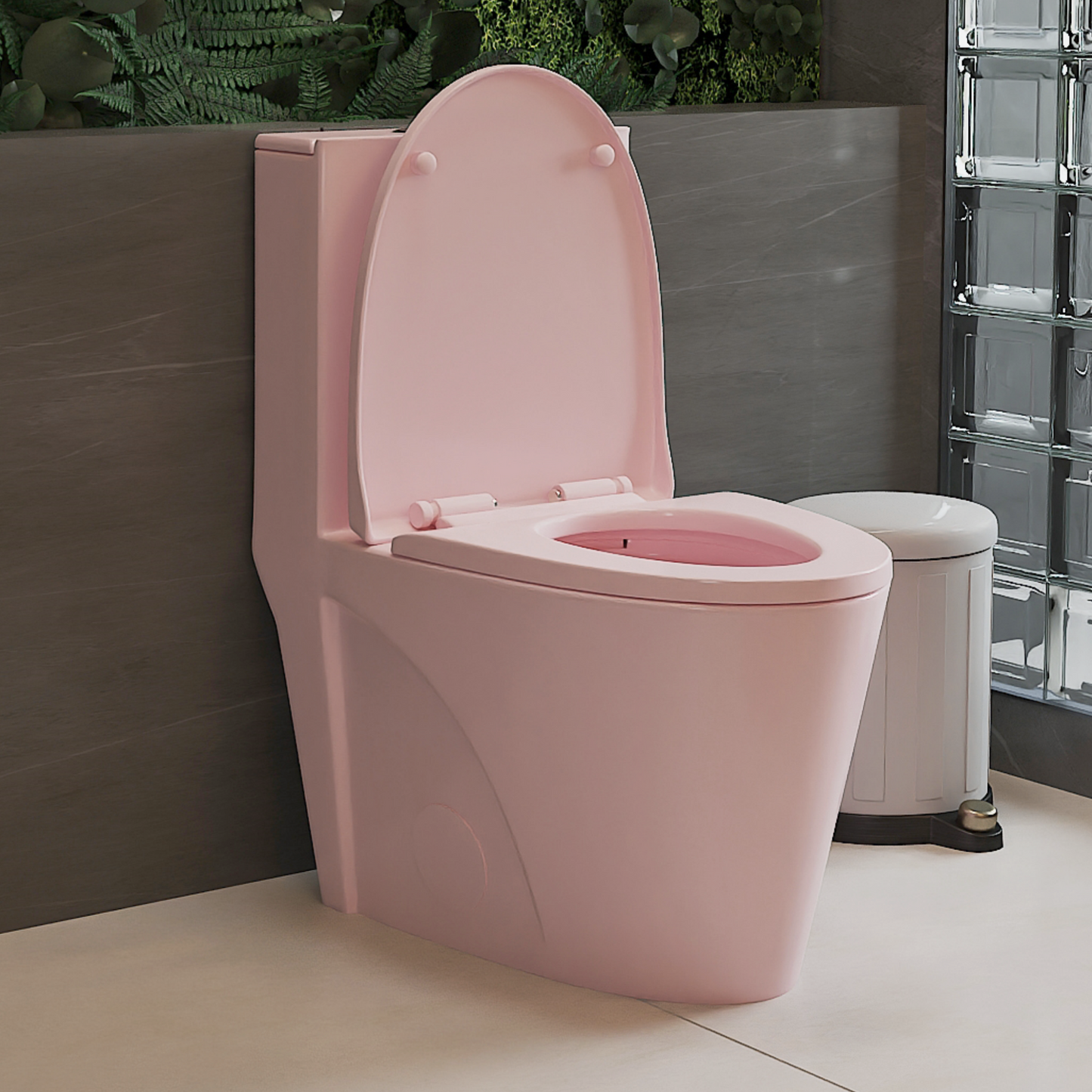 1.1/1.60 GPF Dual-Flush One Piece Toilet, Water-Saving Elongated Comfort Height Floor Mounted, Soft Close 1000 Gram Map Flushing Score Toilet, Pink Rose 23T01-RS