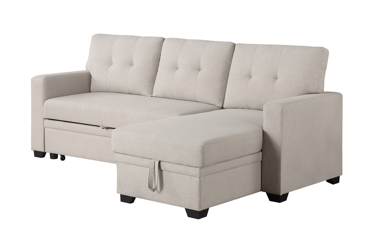 [SantaChoice] Upholstered Pull out Sectional Sofa with Chaise