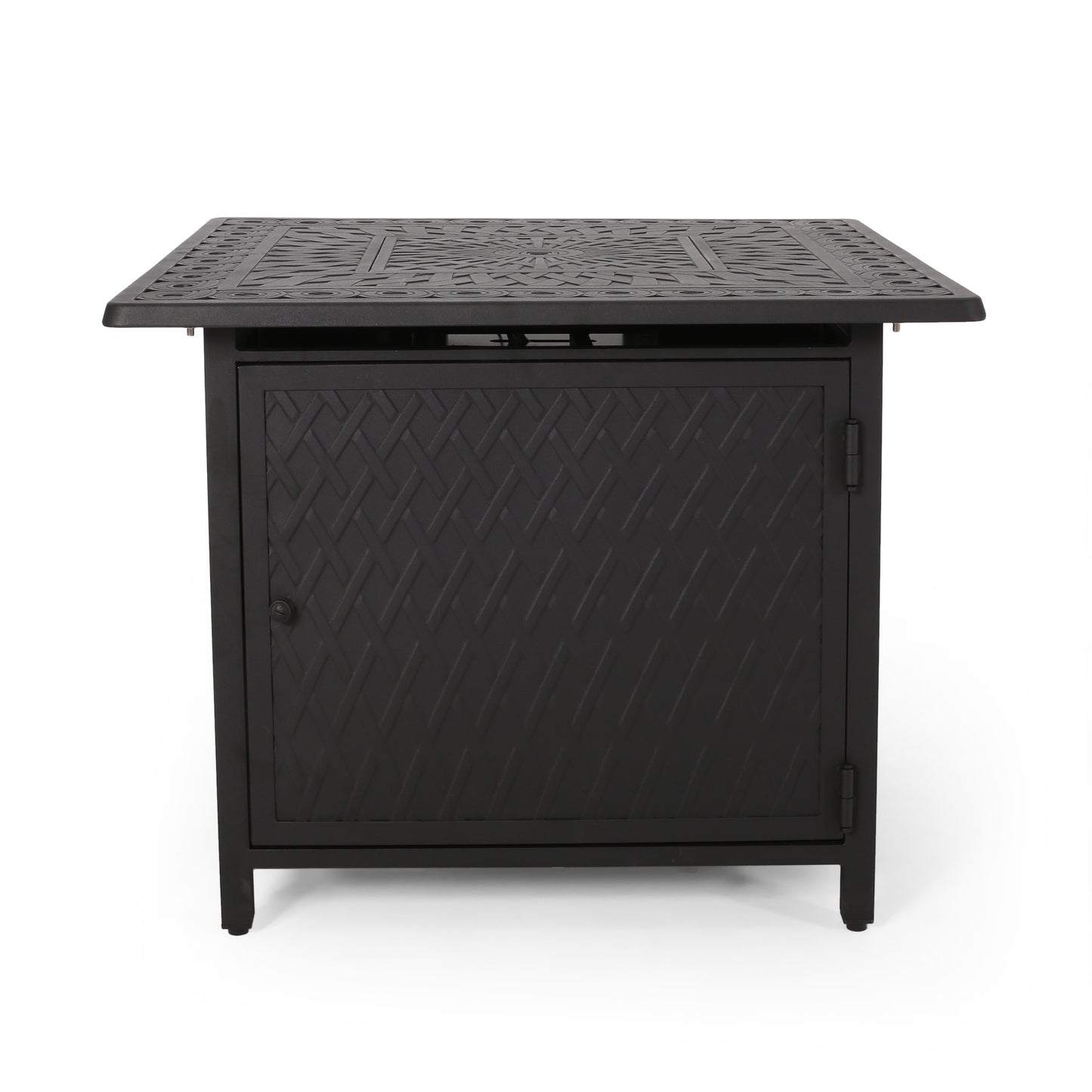 32" Outdoor Square Aluminum Propane Fire Pit, Matte Black - 37,000 BTU