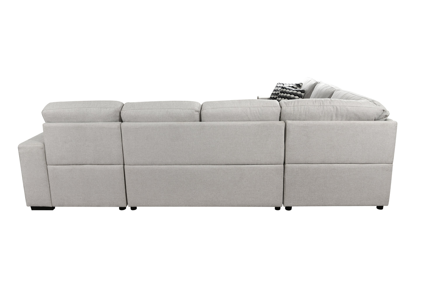 [SantaChoice] 125'' Modern U Shaped 7 Seat Sectional Sofa Couch with Cabinet,Sofa Bed with Storage Chaise-Pull Out Couch Bed for Living Room,Beige