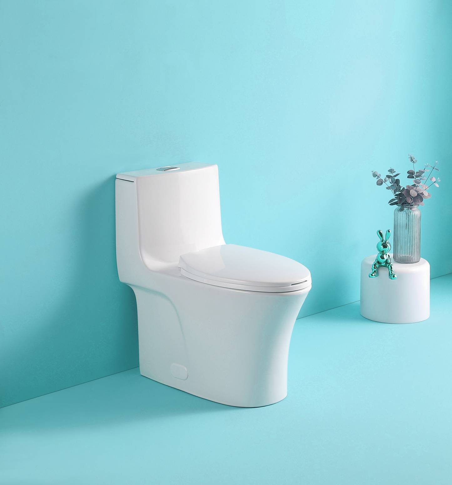 1.1/1.60 GPF Dual-Flush One Piece Toilet, Water-Saving Elongated Comfort Height Floor Mounted, Soft Closing Seat, 1000 Gram Map Flushing Score Toilet, Gloss White 23T02-GW-1