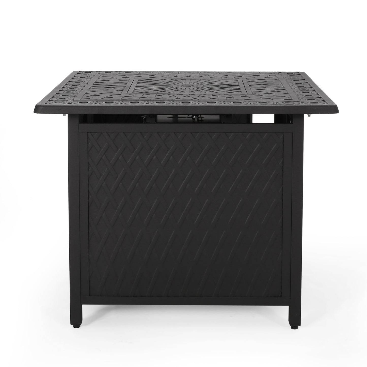 32" Outdoor Square Aluminum Propane Fire Pit, Matte Black - 37,000 BTU