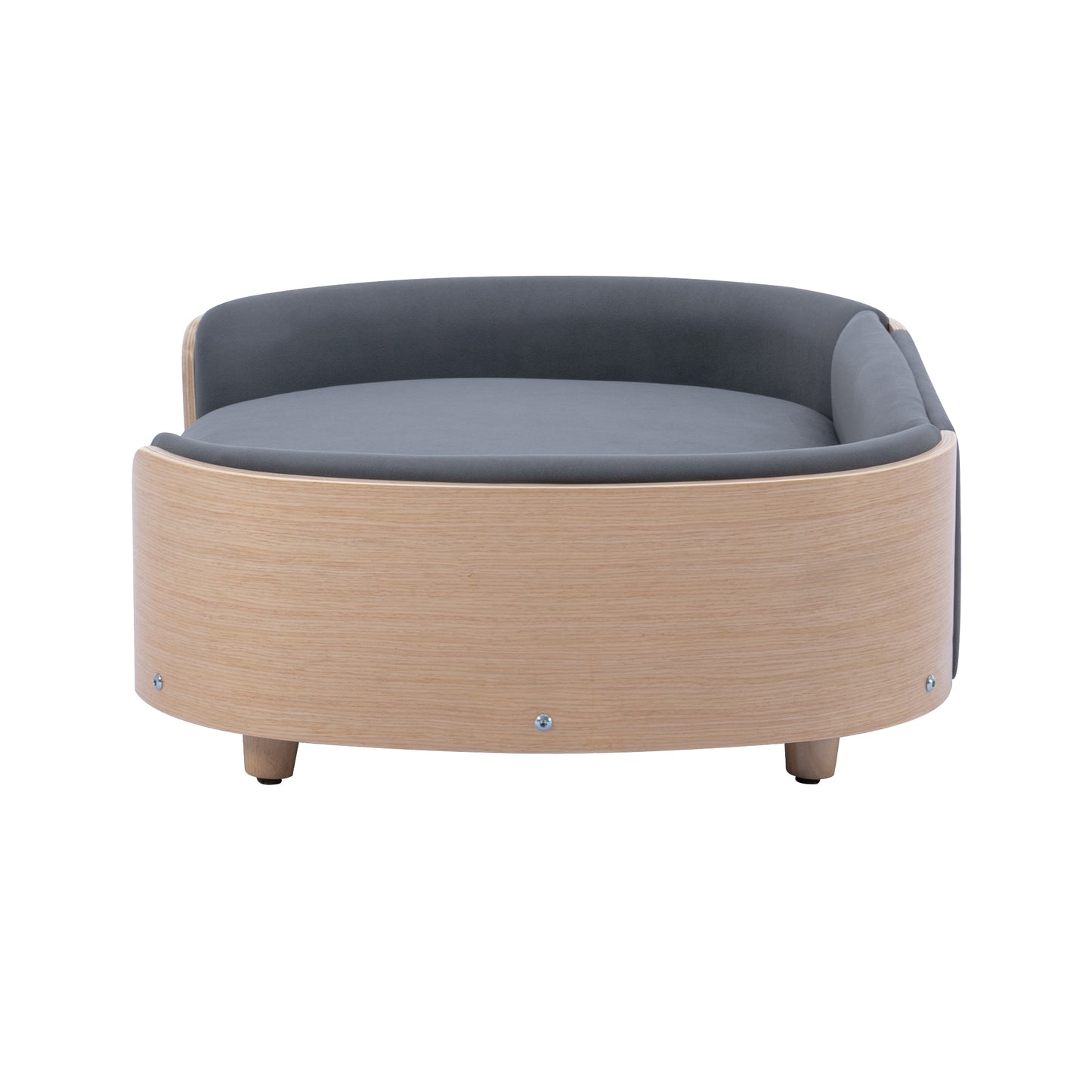 Scandinavian style Elevated Dog Bed Pet Sofa With Solid Wood legs and Bent Wood Back, Velvet Cushion,Large Size