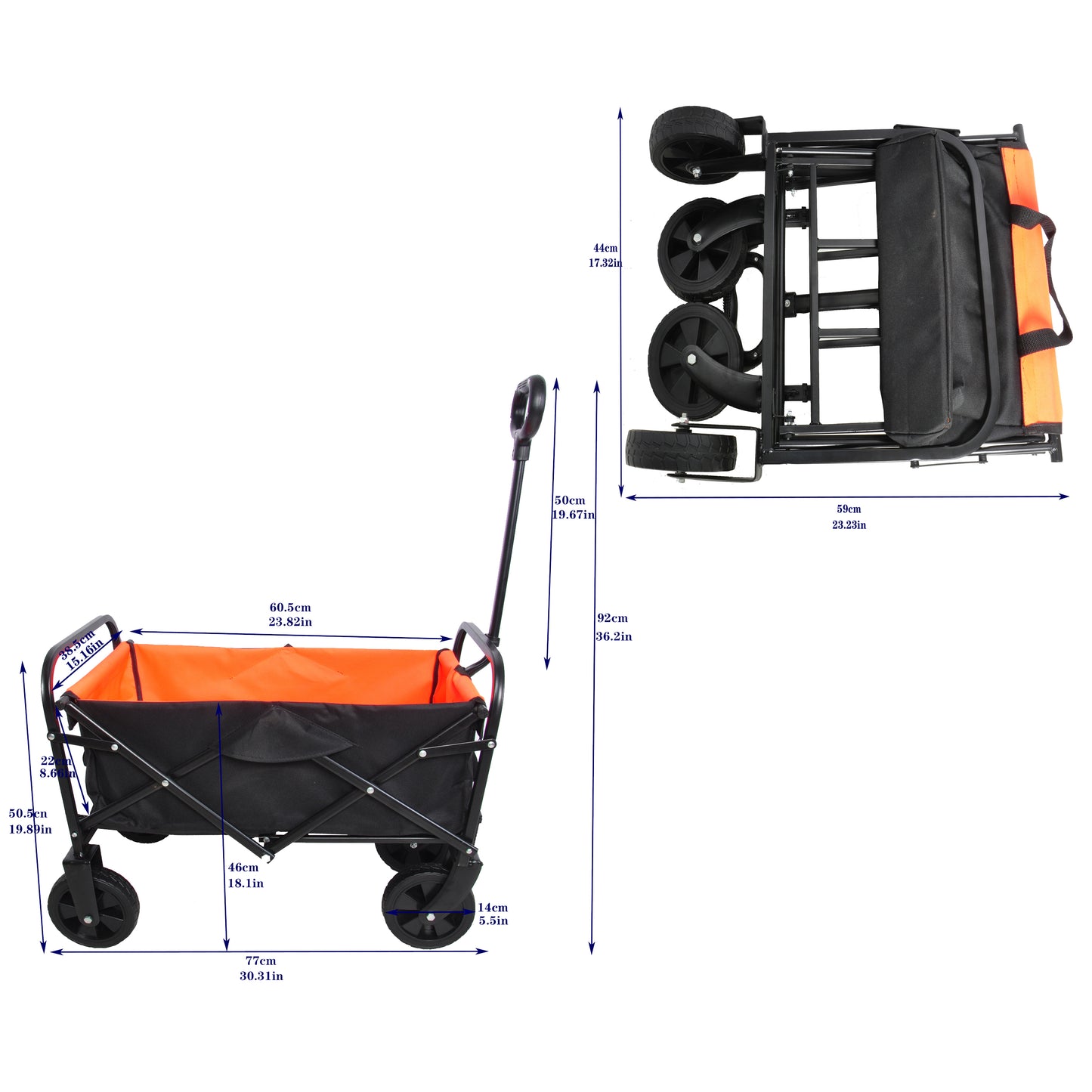 Mini Folding Wagon Garden Shopping Beach Cart (black+yellow)