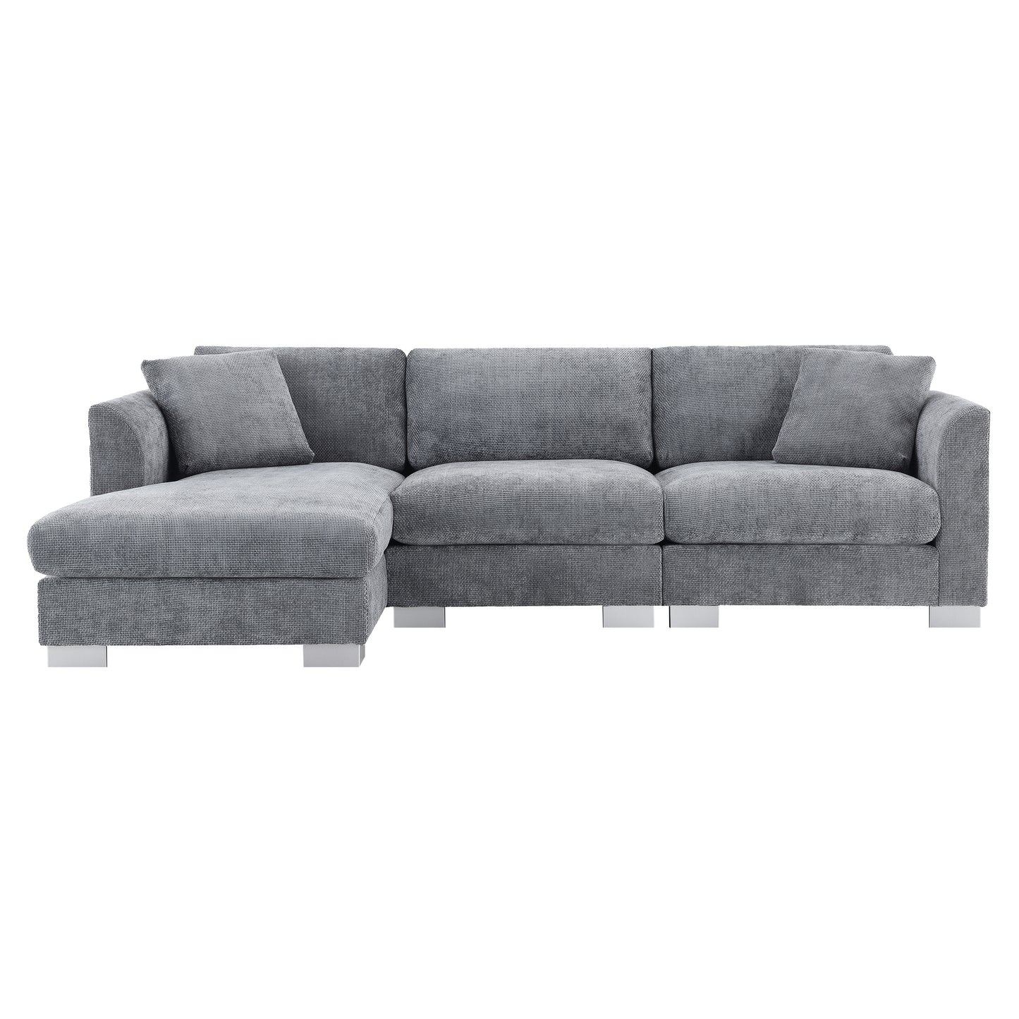 [SantaChoice] 96*56" Modern Cloud Sectional Sofa,L-shaped Luxury Couch Set with 2 Free pillows,4-seat Chenille Indoor Furniture with Oversized Chaise for Living Room,Apartment,Office,3 Colors