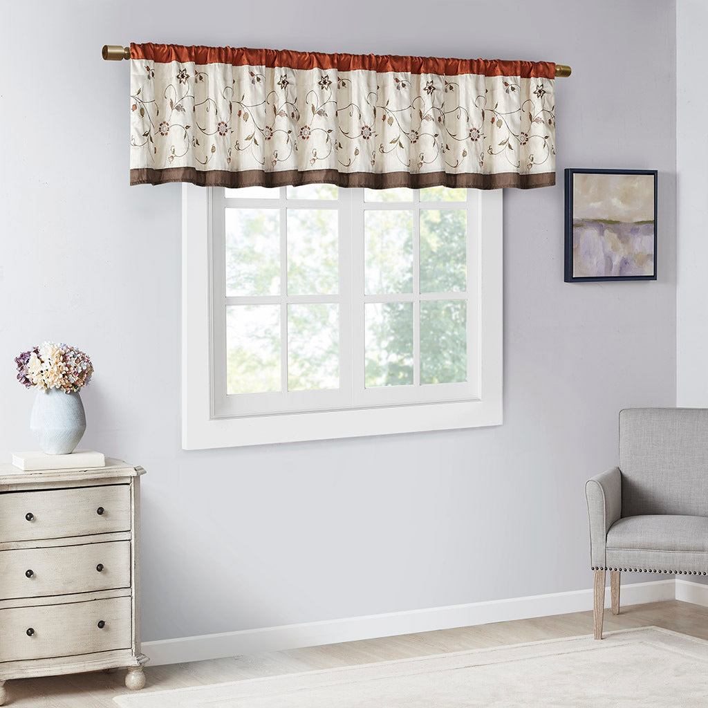 Embroidered Window Valance Spice 50x18'