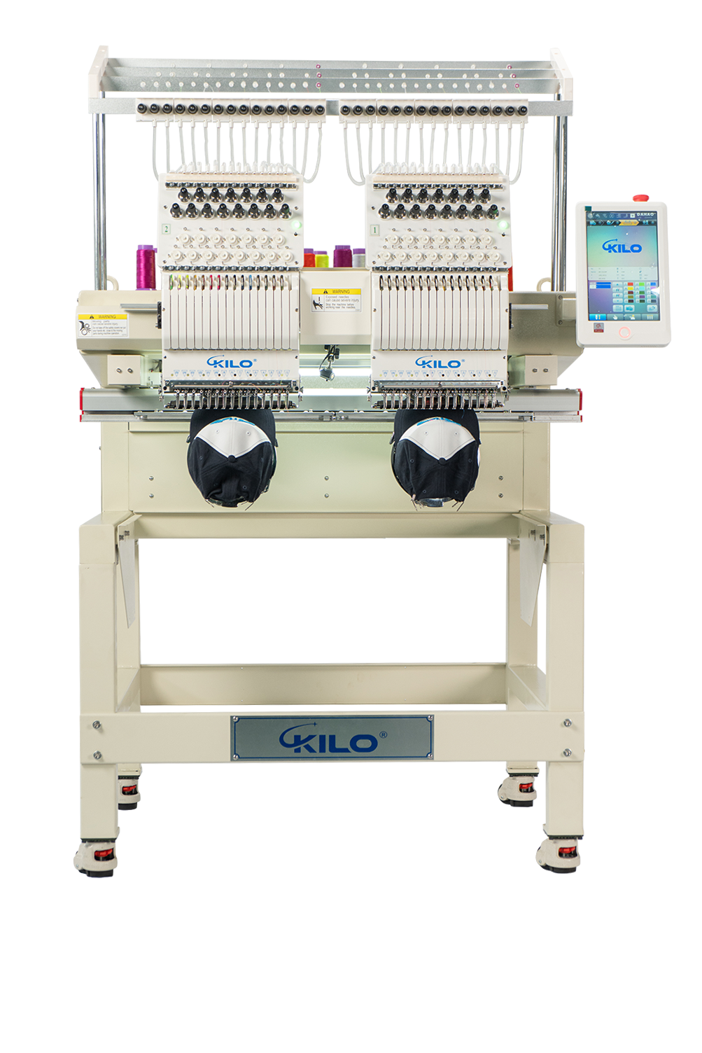 Double Head Computerized Commercial Embroidery Machine, 15 Needles 17.7x15.7 Inches Embroidery Area, Industrial Embroidery Machine for Hat for Cap Hat Graphic Embroidery