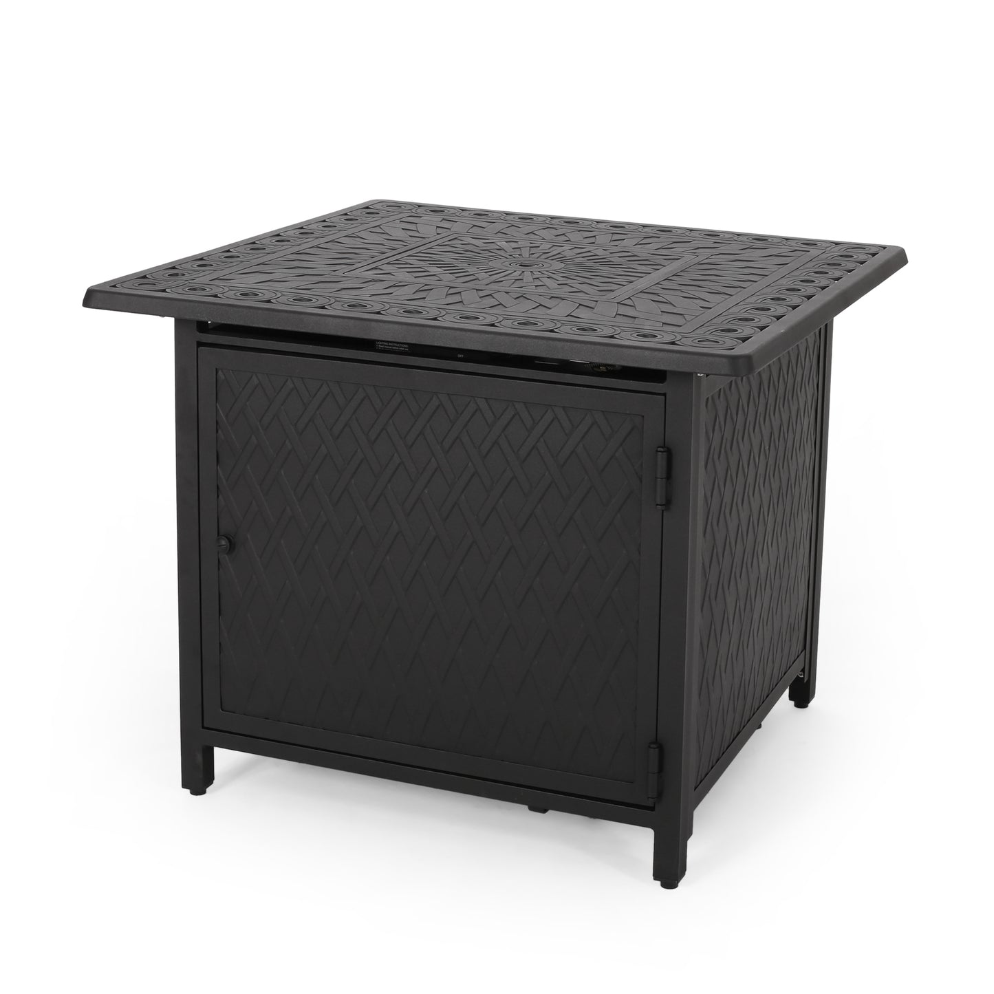 32" Outdoor Square Aluminum Propane Fire Pit, Matte Black - 37,000 BTU