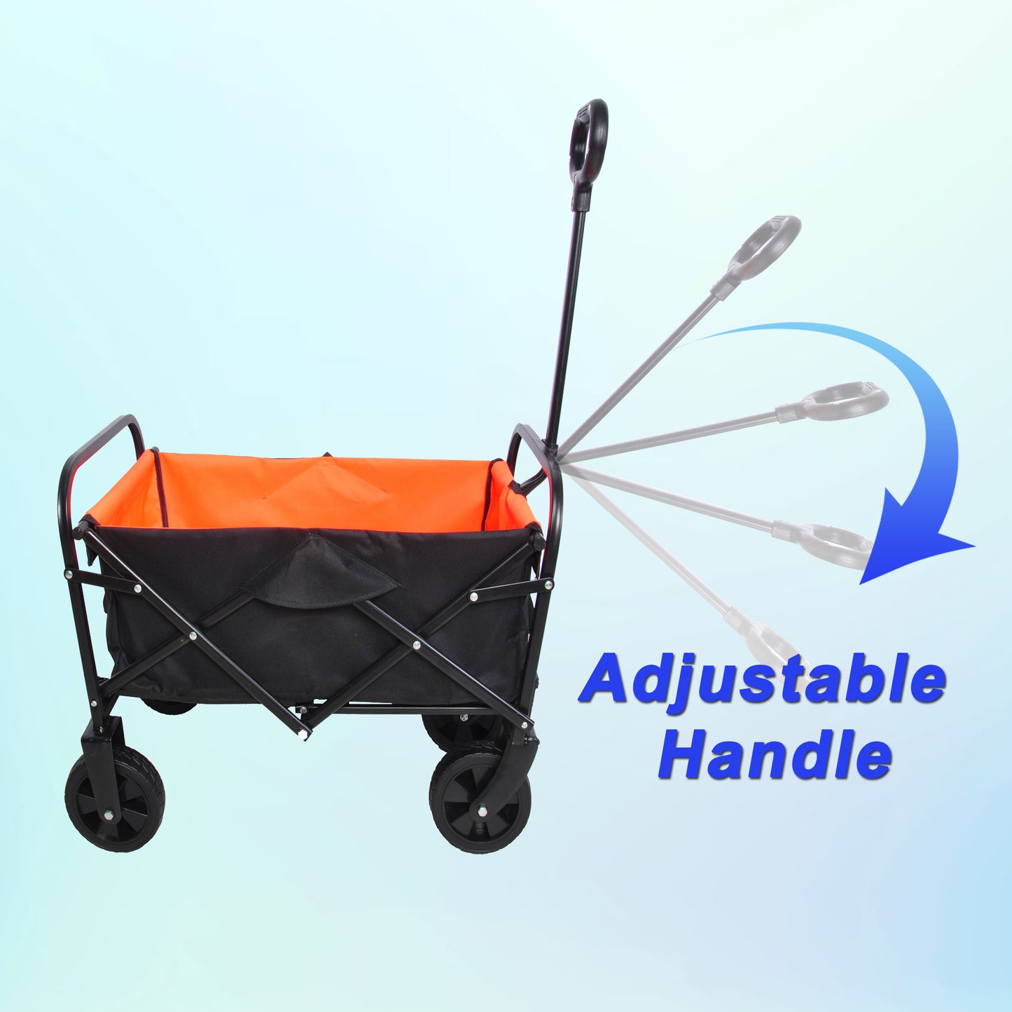 Mini Folding Wagon Garden Shopping Beach Cart (black+yellow)