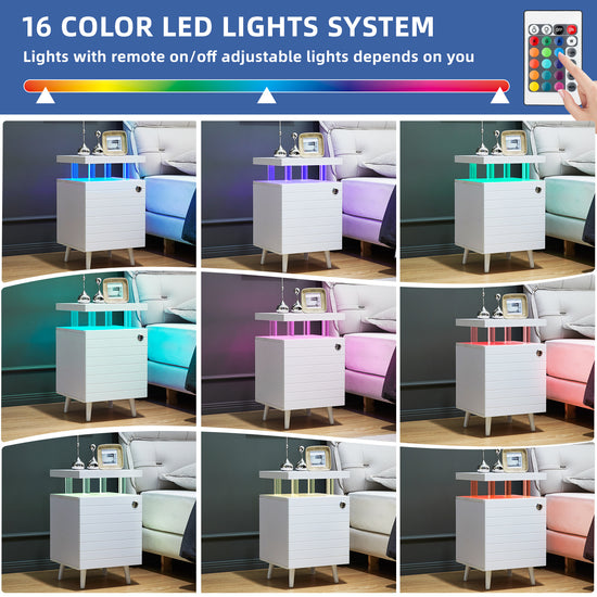 LED Nightstand LED Bedside Table End Tables Living Room with 4 Acrylic ...